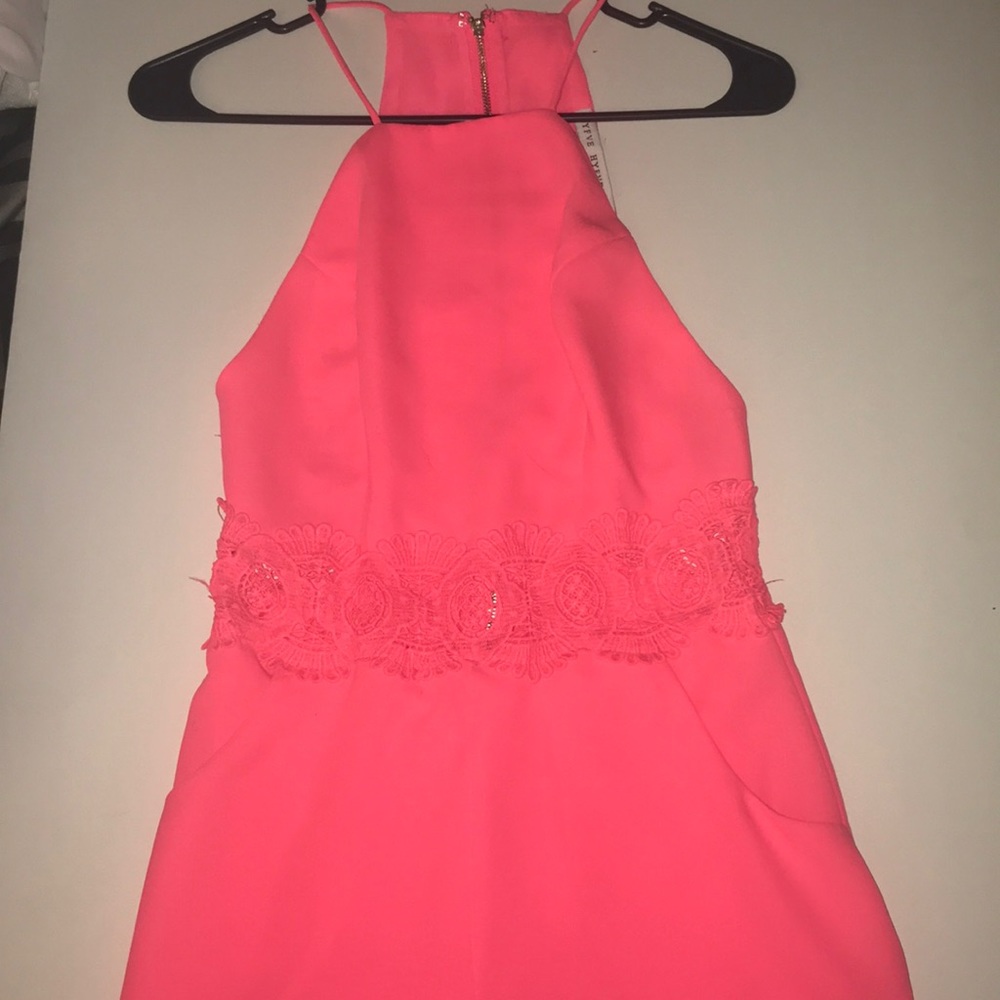Hot Pink Romper with Lace Cutout and Pockets!!!